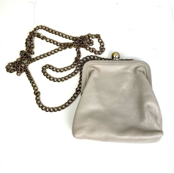 Vintage Hobo The Original Mini Ecru/Beige Leather Handbag with Chain - Picture 1 of 14